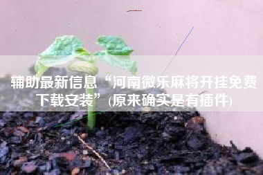 辅助最新信息“河南微乐麻将开挂免费下载安装”(原来确实是有插件)