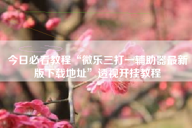 今日必看教程“微乐三打一辅助器最新版下载地址”透视开挂教程