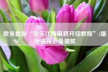 我来教你“微乐江西麻将开挂教程”(曝光透视必备猫腻