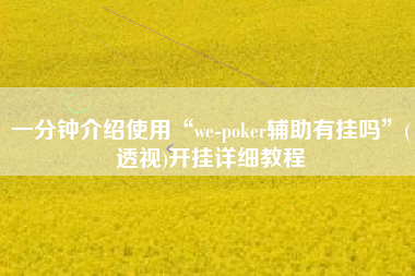 一分钟介绍使用“we-poker辅助有挂吗”(透视)开挂详细教程