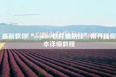 最新教你“wepoker软件辅助挂	”附开挂脚本详细教程