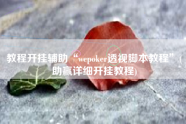 教程开挂辅助“wepoker透视脚本教程”(助赢详细开挂教程)