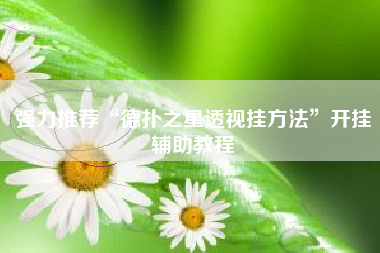 强力推荐“德扑之星透视挂方法”开挂辅助教程