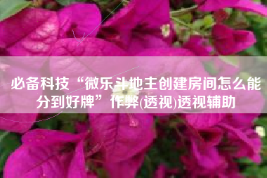 必备科技“微乐斗地主创建房间怎么能分到好牌	”作弊(透视)透视辅助