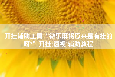 开挂辅助工具“微乐麻将原来是有挂的呀?”开挂(透视)辅助教程