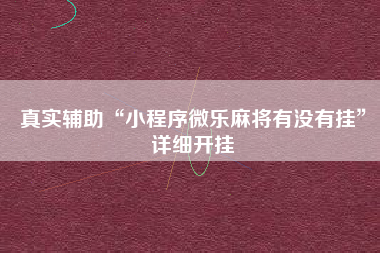 真实辅助“小程序微乐麻将有没有挂”详细开挂