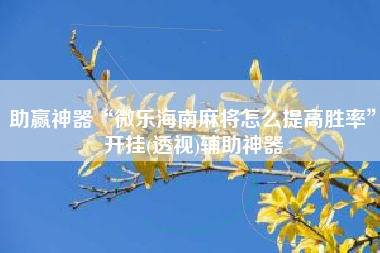 助赢神器“微乐海南麻将怎么提高胜率”开挂(透视)辅助神器