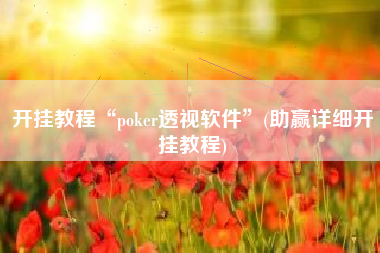 开挂教程“poker透视软件”(助赢详细开挂教程)