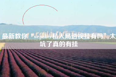 最新教你“wepoker私人局透视挂有吗”太坑了真的有挂
