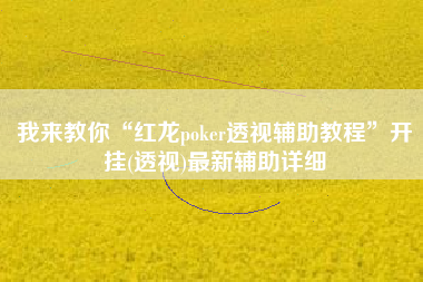我来教你“红龙poker透视辅助教程”开挂(透视)最新辅助详细