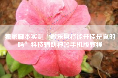 独家脚本实测“微乐麻将能开挂是真的吗	”科技辅助神器手机版教程