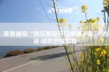 重要通报“微乐够级开挂神器下载”(透视)辅助透视教程