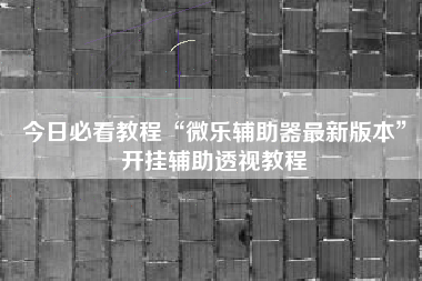 今日必看教程“微乐辅助器最新版本”开挂辅助透视教程