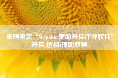 重磅来袭“Wepoker辅助开挂作弊软件”开挂(透视)辅助教程!