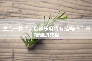 盘点一款“手机微乐麻将有挂吗b2b	”开挂辅助教程