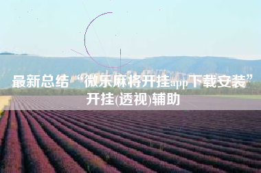 最新总结“微乐麻将开挂app下载安装”开挂(透视)辅助