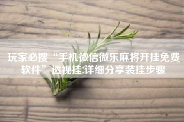 玩家必搜“手机微信微乐麻将开挂免费软件	”透视挂!详细分享装挂步骤