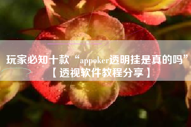 玩家必知十款“appoker透明挂是真的吗”【透视软件教程分享】