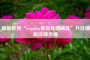 最新教你“wepoker有没有透视挂”开挂辅助详细步骤
