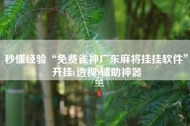 秒懂经验“免费雀神广东麻将挂挂软件”开挂(透视)辅助神器