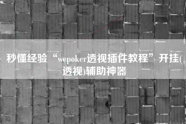秒懂经验“wepoker透视插件教程”开挂(透视)辅助神器