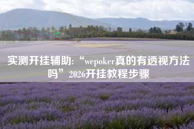实测开挂辅助:“wepoker真的有透视方法吗	”2026开挂教程步骤