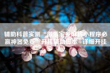 辅助科普实测“微乐家乡麻将小程序必赢神器免费	”开挂辅助脚本+详细开挂