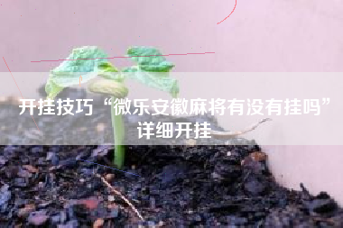 开挂技巧“微乐安徽麻将有没有挂吗”详细开挂