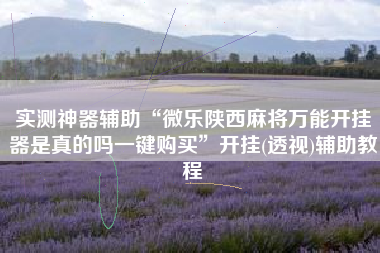 实测神器辅助“微乐陕西麻将万能开挂器是真的吗一键购买”开挂(透视)辅助教程