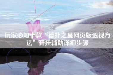 玩家必知十款“德扑之星网页版透视方法	”开挂辅助详细步骤