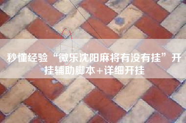 秒懂经验“微乐沈阳麻将有没有挂”开挂辅助脚本+详细开挂