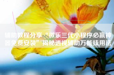 辅助教程分享“微乐三代小程序必赢神器免费安装”揭秘透视辅助万能挂用法
