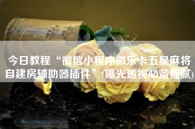 今日教程“微信小程序微乐卡五星麻将自建房辅助器插件”(曝光透视必备猫腻)