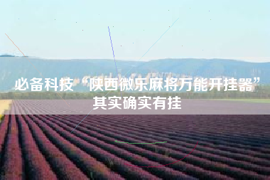 必备科技“陕西微乐麻将万能开挂器”其实确实有挂