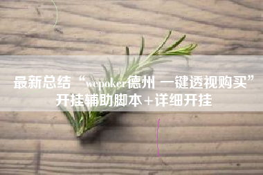 最新总结“wepoker德州 一键透视购买”开挂辅助脚本+详细开挂