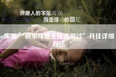 实测!“微乐斗地主挂谁用过	”开挂详细方法