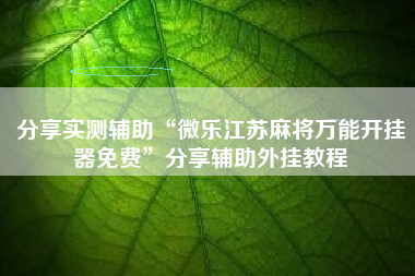 分享实测辅助“微乐江苏麻将万能开挂器免费”分享辅助外挂教程