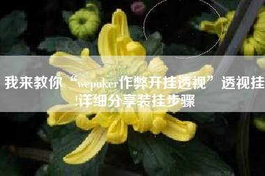 我来教你“wepoker作弊开挂透视	”透视挂!详细分享装挂步骤