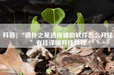 科普|“德扑之星透视辅助软件怎么开挂”有挂详细开挂教程