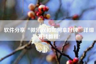 软件分享“微乐双扣如何拿好牌”详细开挂教程!