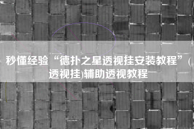 秒懂经验“德扑之星透视挂安装教程”(透视挂)辅助透视教程