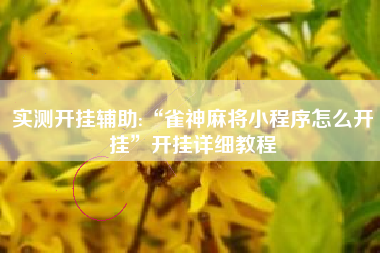 实测开挂辅助:“雀神麻将小程序怎么开挂”开挂详细教程