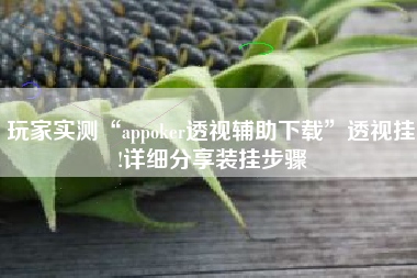 玩家实测“appoker透视辅助下载	”透视挂!详细分享装挂步骤
