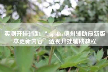 实测开挂辅助:“aapoker德州辅助最新版本更新内容”透视开挂辅助教程