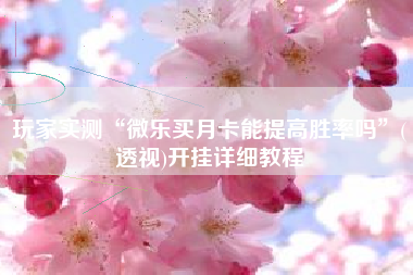 玩家实测“微乐买月卡能提高胜率吗”(透视)开挂详细教程