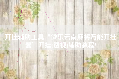 开挂辅助工具“微乐云南麻将万能开挂器”开挂(透视)辅助教程!