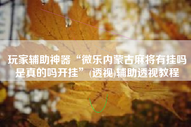 玩家辅助神器“微乐内蒙古麻将有挂吗是真的吗开挂”(透视)辅助透视教程