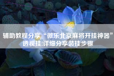 辅助教程分享“微乐北京麻将开挂神器	”透视挂!详细分享装挂步骤