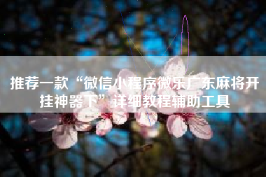 推荐一款“微信小程序微乐广东麻将开挂神器下	”详细教程辅助工具