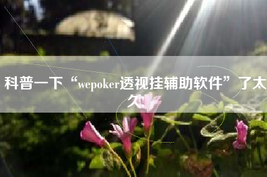 科普一下“wepoker透视挂辅助软件	”了太久!